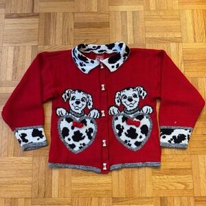 vintage 90s 101 dalmatians girls cardigan w bone button detail
